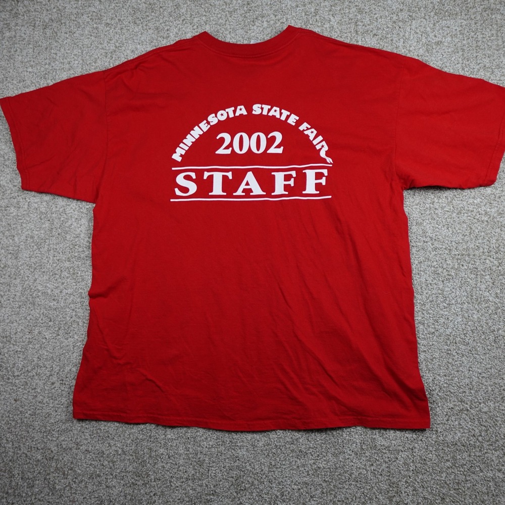 Vintage 2002 Minnesota State Fair Staff Shirt Red Gildan Pocket Tee XXL Mens - Picture 4 of 5